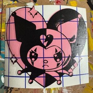 CUSTOM DECALS! Pink and Black Heart Character Art
